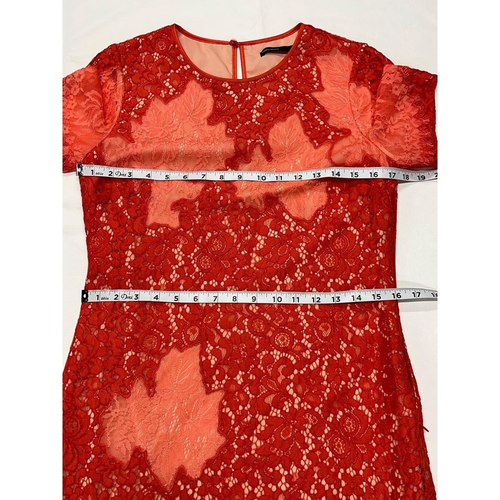 Karen Millen Womans Orange‎ Lace Applique Floral Patchwork Sheath Dress 8 - Picture 9 of 11